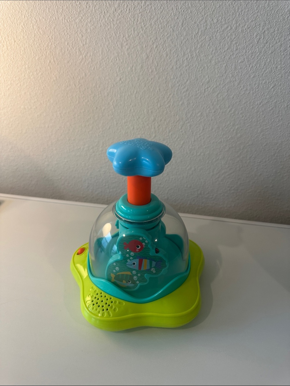 Blue & Green Star Pop-Up Learning Toy with Orange Push Handle cause effect toy
